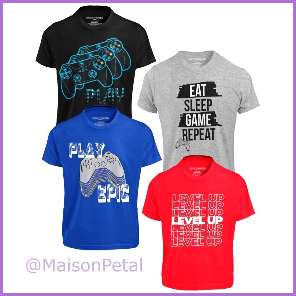 4-Pack Boys Short Sleeve Crew Neck T-Shirt, 100% Cotton, Regular Fit